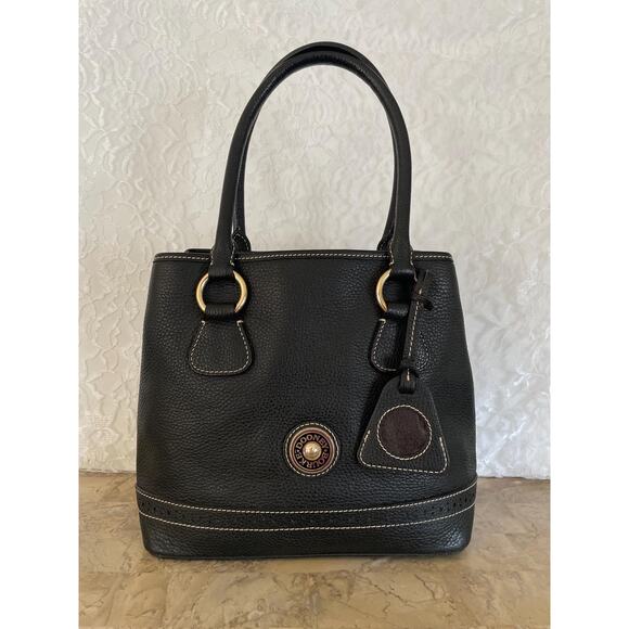Vtg Dooney and Bourke black pebble AWL  medium tote, shoulder bag - Picture 2 of 10